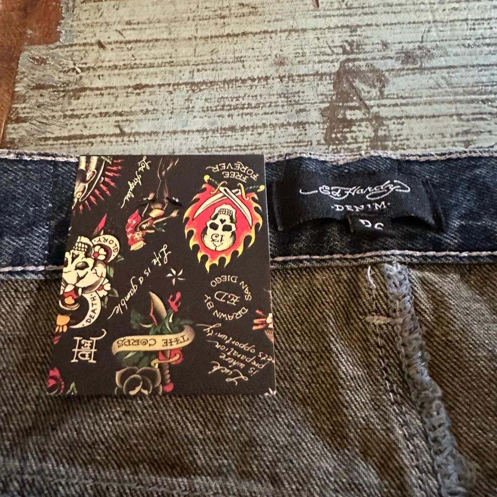 Ed Hardy Black Slim Jeans with Colorful Skull Embroidery